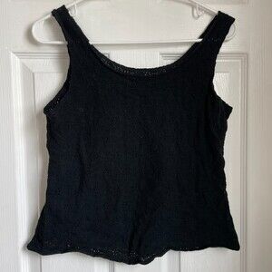 Vintage eyelet black tank top y2k